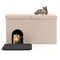 Costway Cat Litter Box Enclosure Hidden Furniture Cat Washroom Shoe Storage Bench Beige/Grey